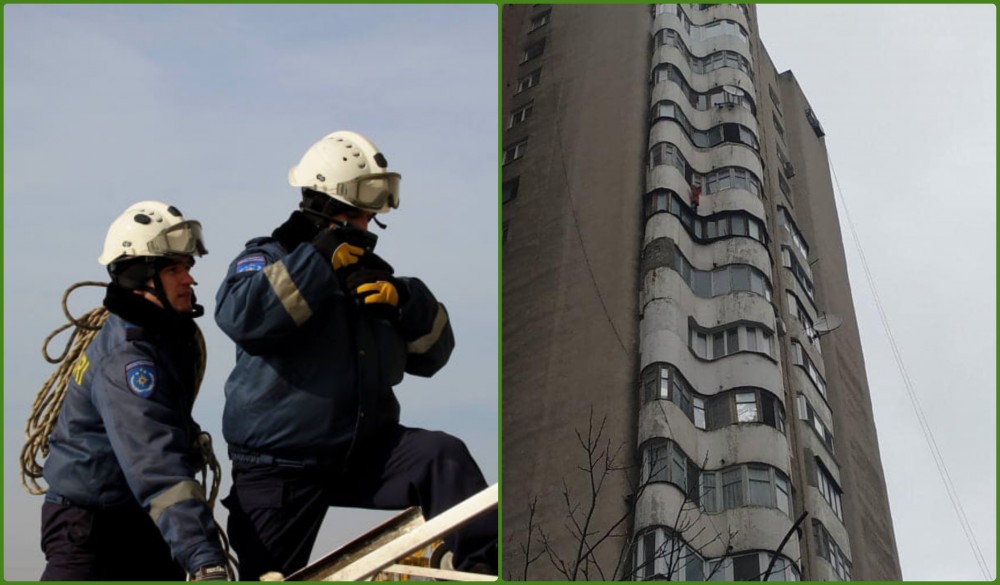 La un pas de o TRAGEDIE în capitală, o fetiță de 8 ani atârna agățată de balconul de la etajul 12 al unui bloc de locuit